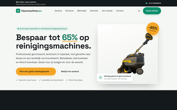 Schermafbeelding van Cleanmachines.eu