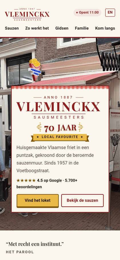 Schermafbeelding van Vleminckx de Sausmeester op een telefoon